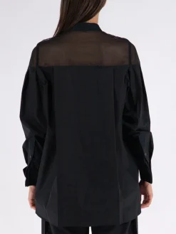 Camicie<CAMICIACHIFFONMIXCOTTONPOPLIN Nero
