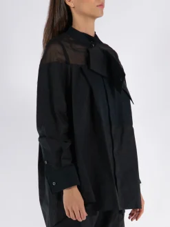 Camicie<CAMICIACHIFFONMIXCOTTONPOPLIN Nero