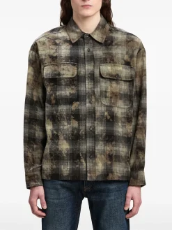 PALM ANGELS Camicie<CAMICIA CURVED LOGO CHECK Giallo, Grigio, Nero