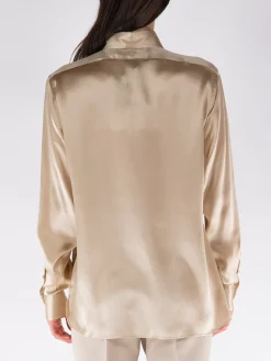 TOM FORD Camicie<CAMICIA FLUID CHARMEUSE SILK WITH PLISSE PLASTRON Giallo