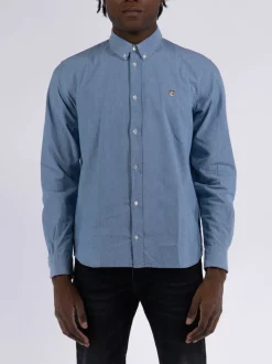 MAISON KITSUNE Camicie<CAMICIA FOX HEAD CLASSIC Blu
