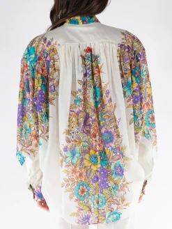 ETRO Camicie<CAMICIA IN COTONE CON STAMPA Azzurro, Bianco, Giallo, Verde, Viola