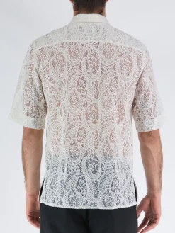 COVERT Camicie<CAMICIA IN PIZZO COTONE E POLIESTERE Bianco