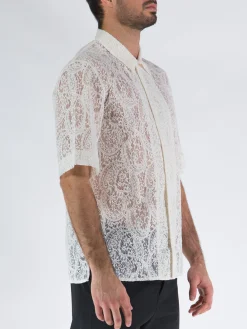COVERT Camicie<CAMICIA IN PIZZO COTONE E POLIESTERE Bianco