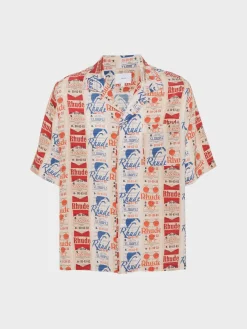 RHUDE Camicie<CAMICIA IN SETA VOYAGE DE Arancione, Bianco, Blu, Nero, Rosso