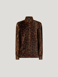TOM FORD Camicie<CAMICIA LAMINATED LEOPARD Marrone