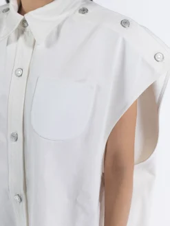COURREGES Camicie<CAMICIA MEGA-STYLING DRY DENIM SHIRT Bianco