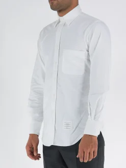 THOM BROWNE Camicie<CAMICIA PLACKET OXFORD Bianco, Blu, Rosso