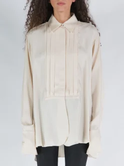 JIL SANDER Camicie<CAMICIA PLISSETTATA Bianco