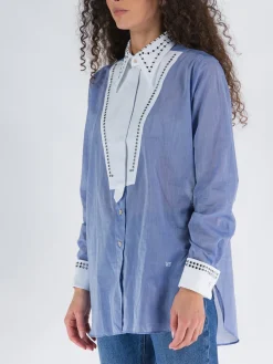 WALES BONNER Camicie<CAMICIA RIVER Bianco, Blu