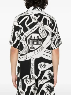 RHUDE Camicie<CAMICIA STRADA SILK Bianco, Nero