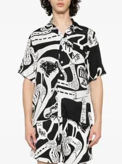RHUDE Camicie<CAMICIA STRADA SILK Bianco, Nero