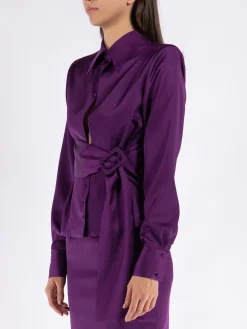 NINEMINUTES Camicie<CAMICIA THE GIA DOUBLE Viola