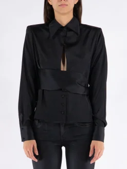 NINEMINUTES Camicie<CAMICIA THE GIA DOUBLE Nero