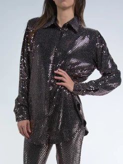 NINEMINUTES Camicie<CAMICIA THE UP PAILLETTES Marrone
