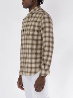 TOM FORD Camicie<CAMICIA WESTERN DEGRADE OVERCHECK Beige, Bianco, Grigio