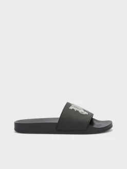 PALM ANGELS Sandali<CIABATTA MONOGRAM Bianco, Nero
