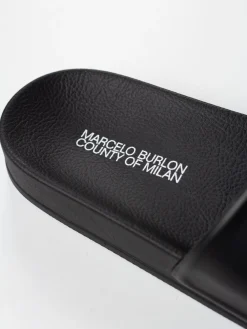 MARCELO BURLON Sandali<CIABATTA COUNTY CROSS SLIDER Bianco, Nero