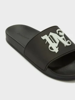 PALM ANGELS Sandali|Sandali<CIABATTA PA MONOGRAM Bianco, Nero