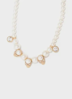 SALUTE-EVAE Collane<EVAE SKULL PEARL NECKLACE Bianco, Giallo