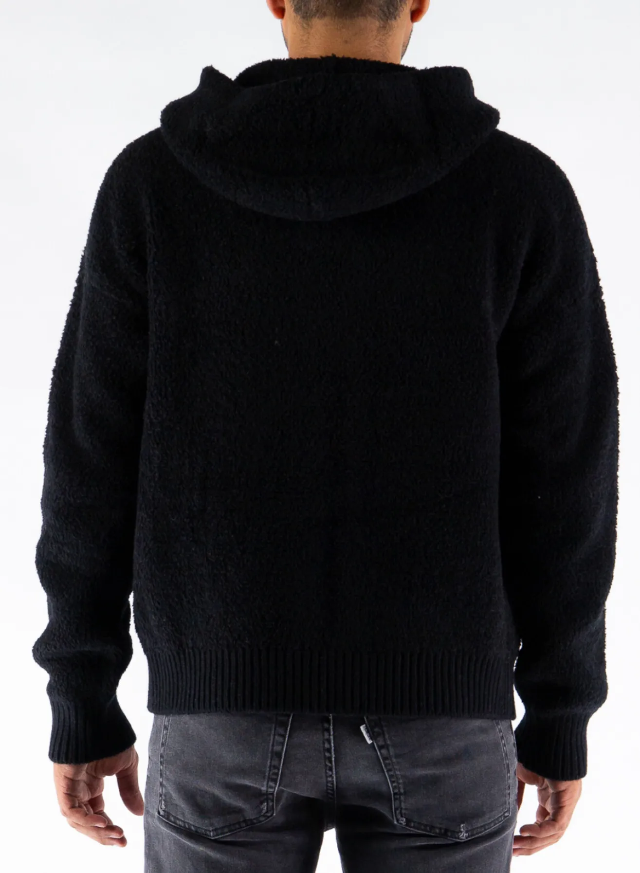 Felpe<FELPA CAPPUCCIO PELLICCIA Nero