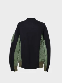 SACAI Felpe<FELPA CREWNECK SPONGE SWEAT X NYLON TWILL Nero, Verde