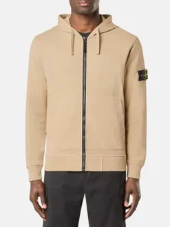 STONE ISLAND Felpe<FELPA FULL ZIP CON PATCH LOGO Beige