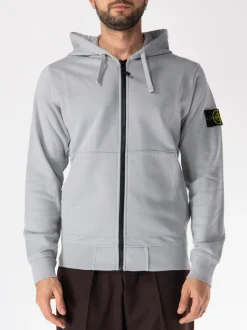 STONE ISLAND Felpe<FELPA FULL ZIP CON PATCH LOGO Bianco