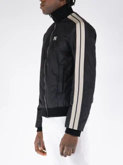 PALM ANGELS Felpe<FELPA FULL ZIP SPORTIVA MONOGRAM Beige, Nero