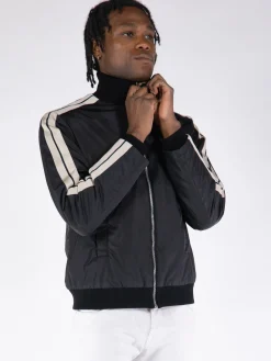 PALM ANGELS Felpe<FELPA FULL ZIP SPORTIVA MONOGRAM Beige, Nero