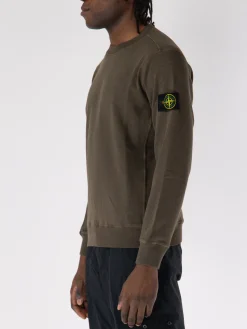 STONE ISLAND Felpe<FELPA GIROCOLLO CON PATCH LOGO Marrone
