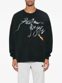 PALM ANGELS Felpe<FELPA GIROCOLLO FOGGY Bianco, Nero