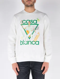 CASABLANCA Felpe<FELPA GIROCOLLO LE JEU PRINTED Bianco, Verde