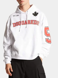 DSQUARED Felpe<FELPA HOODIE Bianco, Rosso