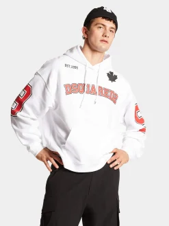 DSQUARED Felpe<FELPA HOODIE Bianco, Rosso