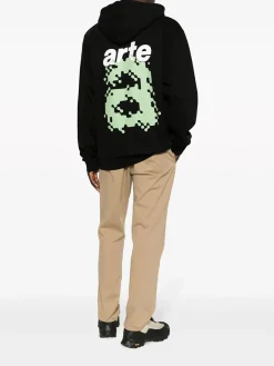 ARTE Felpe<FELPA HOODIE ABSTRACT Bianco, Nero, Lime