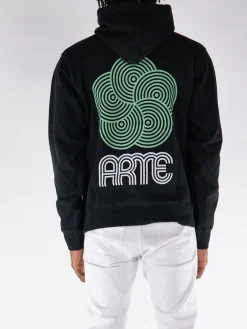 ARTE Felpe<FELPA HOODIE CIRCLE FLOWER BACK PRINT Bianco, Nero, Verde