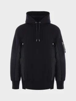 SACAI Felpe<FELPA HOODIE CON INSERTI Nero