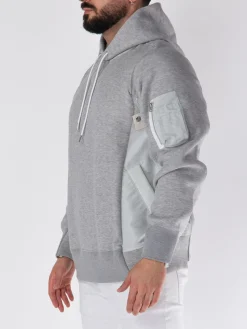 SACAI Felpe<FELPA HOODIE CON INSERTI Grigio