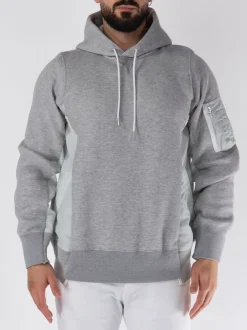 SACAI Felpe<FELPA HOODIE CON INSERTI Grigio