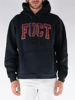 FUCT. Felpe<FELPA HOODIE CON LOGO STAMPATO Arancione, Blu, Nero
