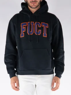 FUCT. Felpe<FELPA HOODIE CON LOGO STAMPATO Arancione, Blu, Nero