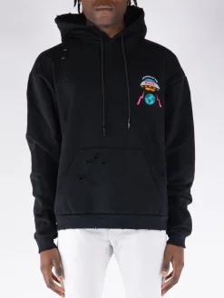 MEMBERS OF THE RAGE Felpe<FELPA HOODIE DISTRESSED Nero