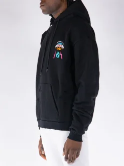 MEMBERS OF THE RAGE Felpe<FELPA HOODIE DISTRESSED Nero