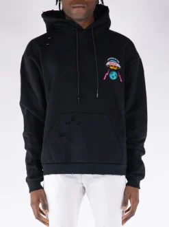 MEMBERS OF THE RAGE Felpe<FELPA HOODIE DISTRESSED Nero