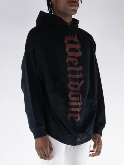 WE11DONE Felpe<FELPA HOODIE FLARE ZIP-UP Nero, Rosso