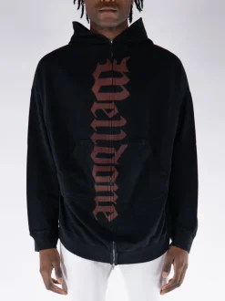 WE11DONE Felpe<FELPA HOODIE FLARE ZIP-UP Nero, Rosso