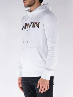 LANVIN Felpe<FELPA HOODIE FLEECE EUSEBIO Bianco, Rosso