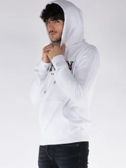 LANVIN Felpe<FELPA HOODIE FLEECE EUSEBIO Bianco, Rosso