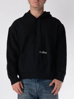 CARHARTT WIP Felpe<FELPA HOODIE LABEL SCRIPT Bianco, Nero